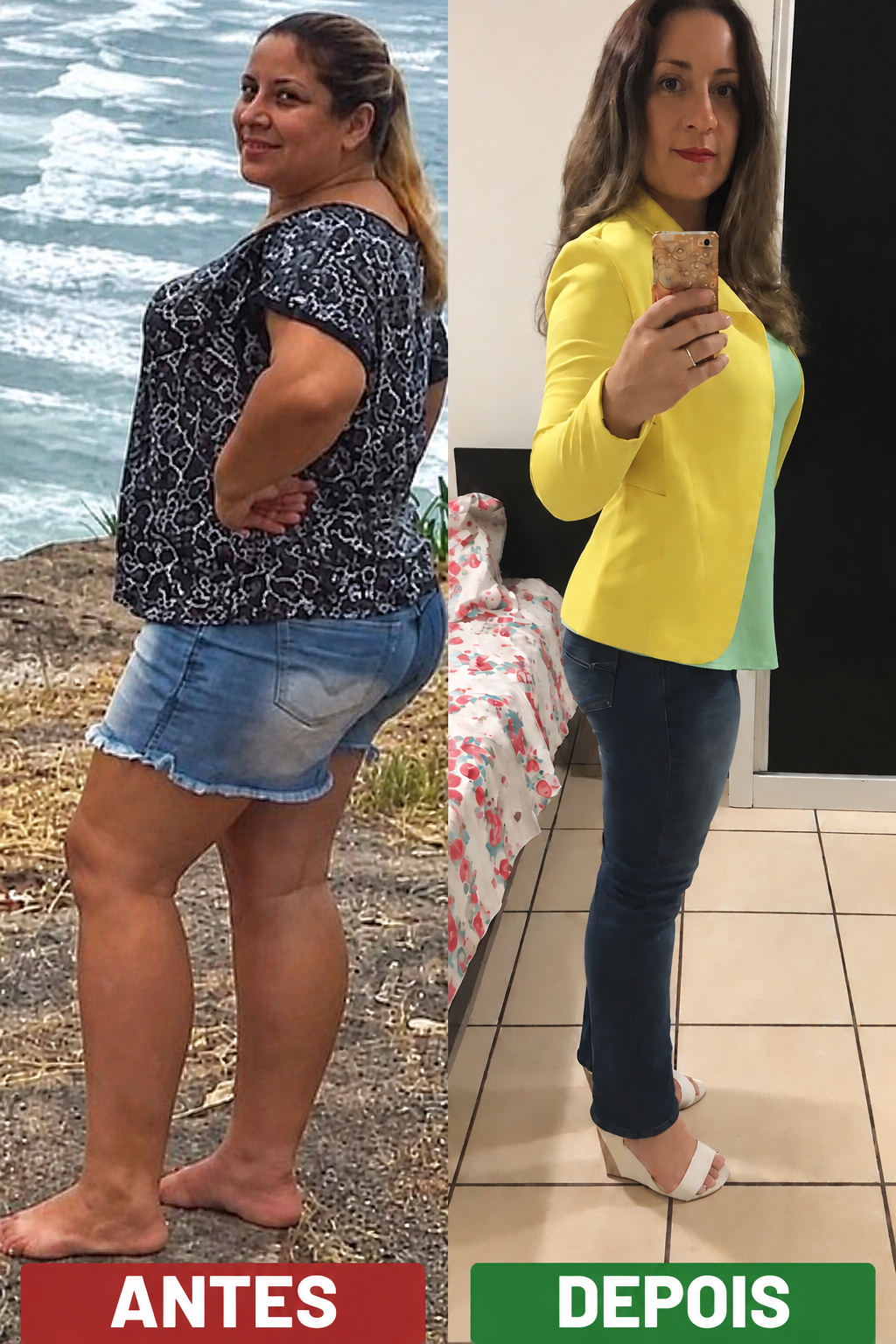Antes e depois de Ana Wacholski: de 106 kg para 70 kg